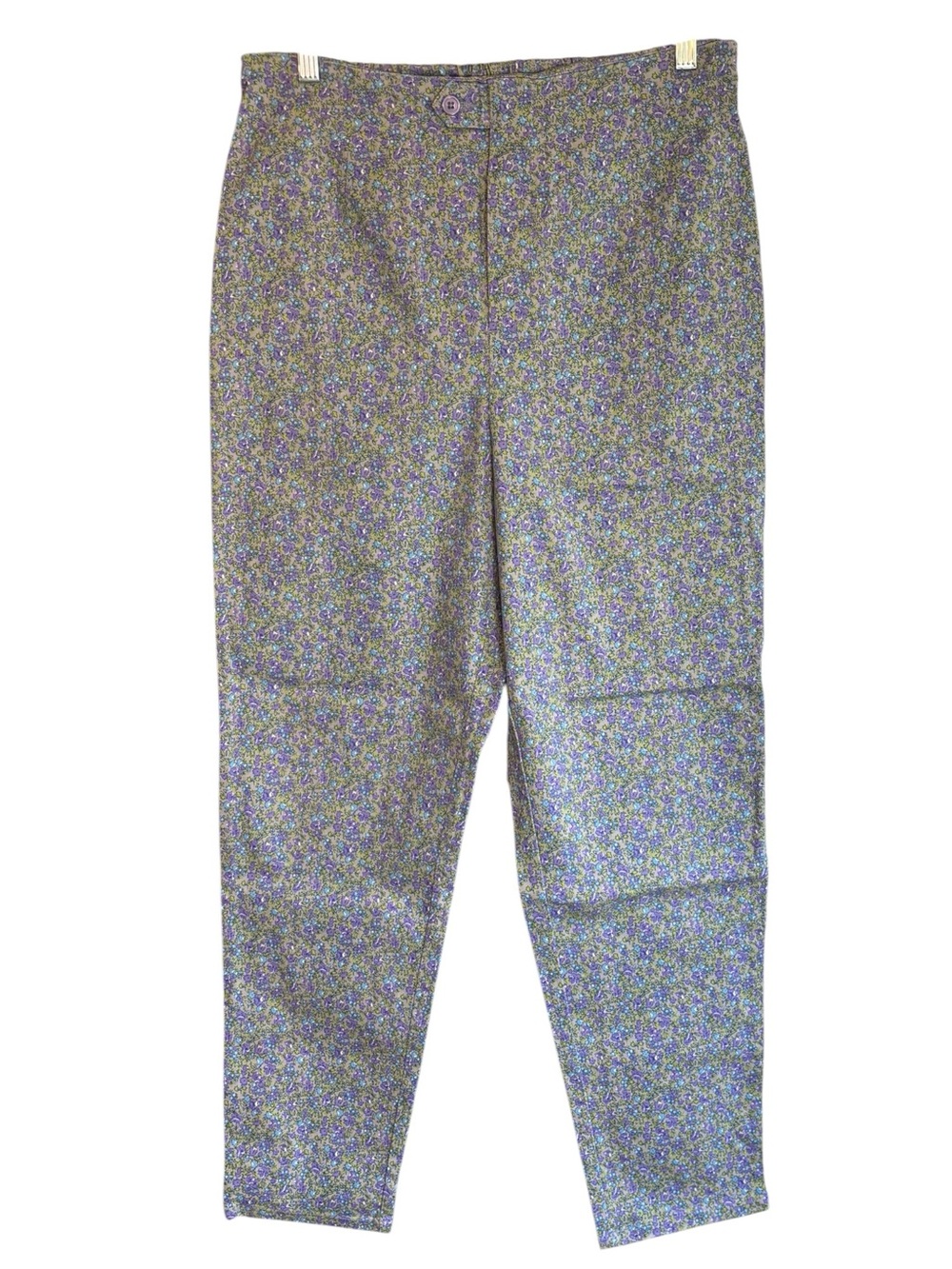 High Sierra Woman Floral Pull-On Pants 1X Purple Cottagecore Cotton Pants